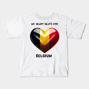 My Heart Beats For Belgium Flag Kids T-Shirt